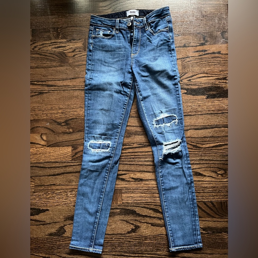 PAIGE Hoxton Ripped High Rise Ankle Skinny Jeans